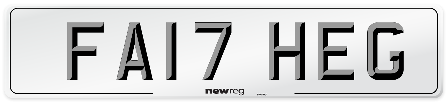 FA17 HEG Number Plate from New Reg